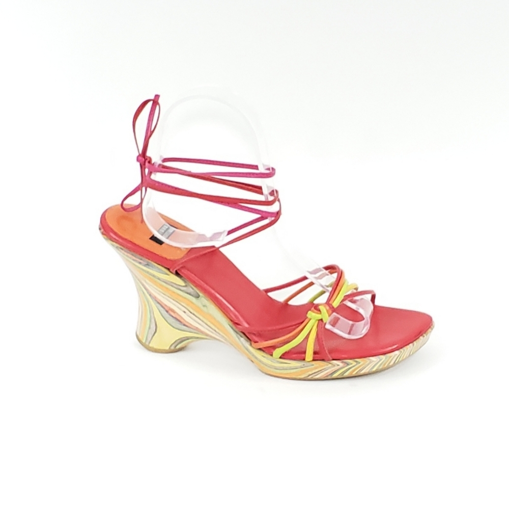 Stuart Weitzman Zoya Wedge Rainbow Sandal Open Toe